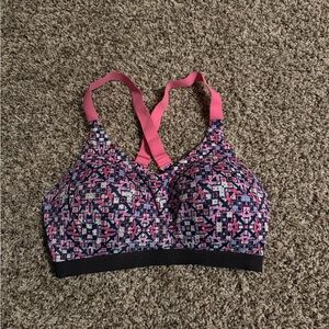 Victorias Secret Pink and Black Patterned Sports Bra